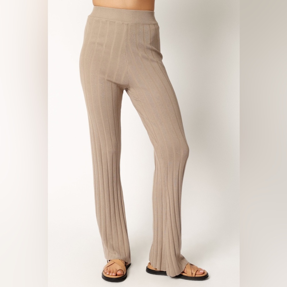 Petal & Pup Silvie Knitted Wide Leg Pants Beige Size Small